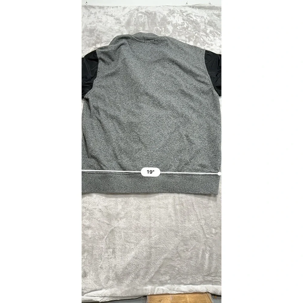 DKNY Jacket Sweatshirt Men's Size XL Gray Black Sleeves Full Zip Up Two Tone EUC